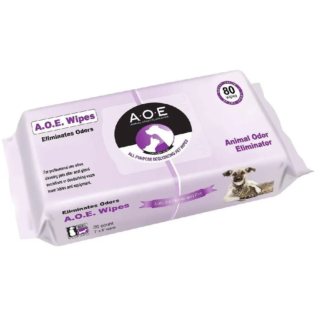 AOE Animal Odor Eliminator Deodorizing Wipes, 80 Count