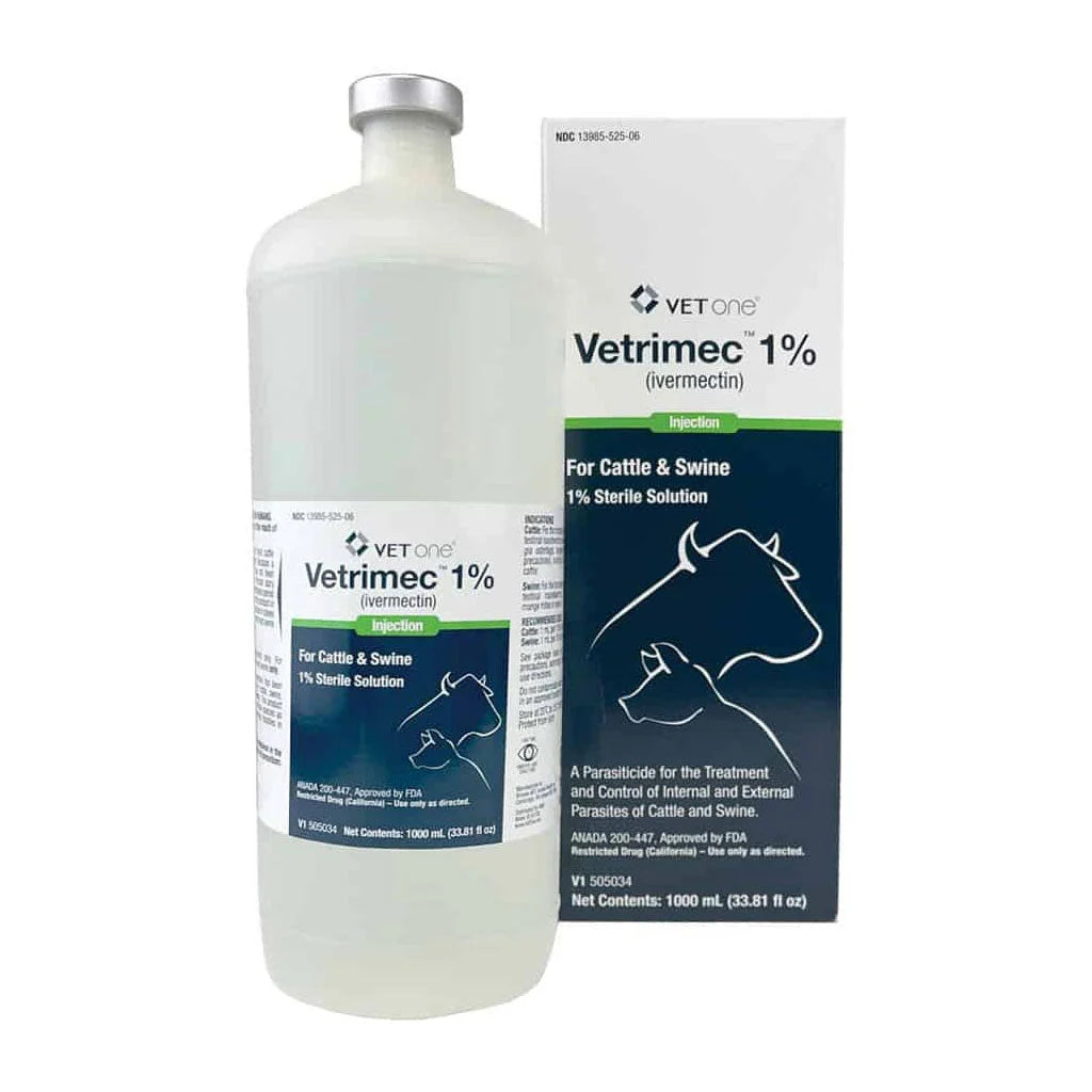 Vetrimec (Ivermectin) 1% Sterile Solution Injection for Cattle and Swine