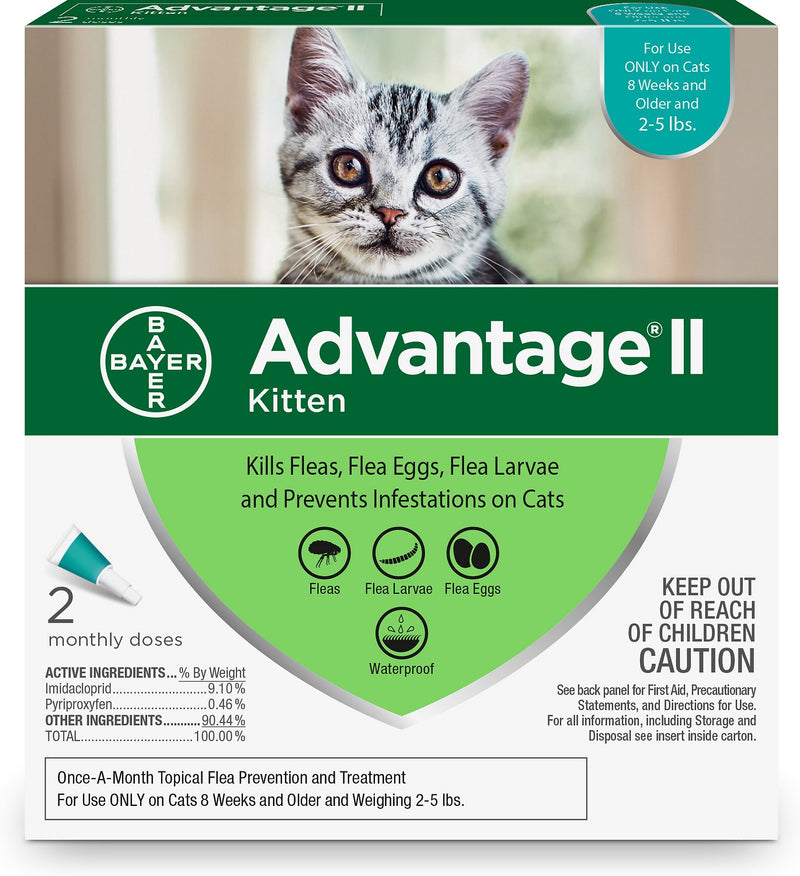 Advantage II Kitten 2-5 lbs, 2 Month Supply (8 Weeks or Older)