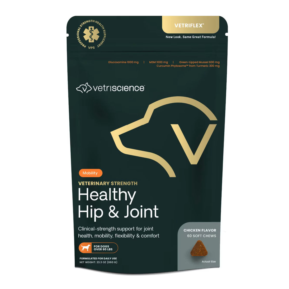 Vetriscience Veterinary Strength Healthy Hip and Joint Soft Chews for Dogs, Chicken Flavor