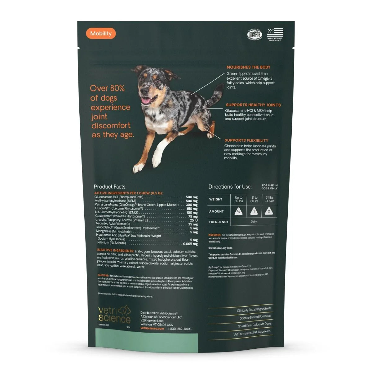 Vetriscience Veterinary Strength Healthy Hip and Joint Soft Chews for Dogs, Chicken Flavor