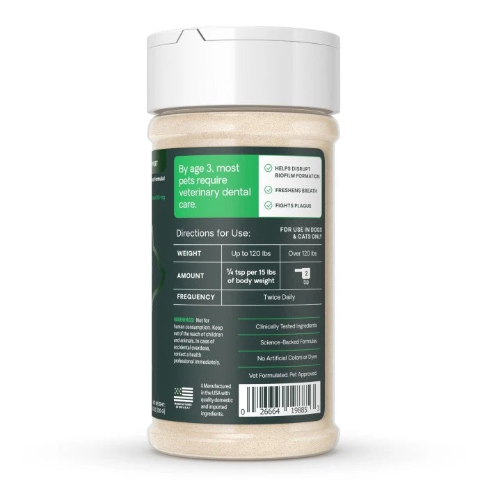 VetriScience Perio Dental Care Powder Clinically Tested Breath & Plaque Control Supplement for Dogs & Cats