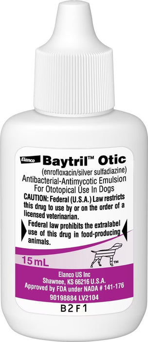 Baytril Otic Antibacterial-Antimycotic Emulsion for Dogs
