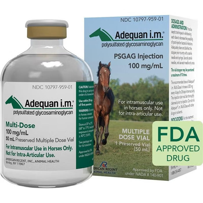 Adequan i.m. (Polysulfated Glycosaminoglycan) Injection for Horses 100mg/mL, 50 mL (Multi-Dose)
