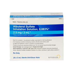 Albuterol 0.083% (Generic) Nebulizer Inhalation Solution, 2.5-mg/3-ml, 25 count