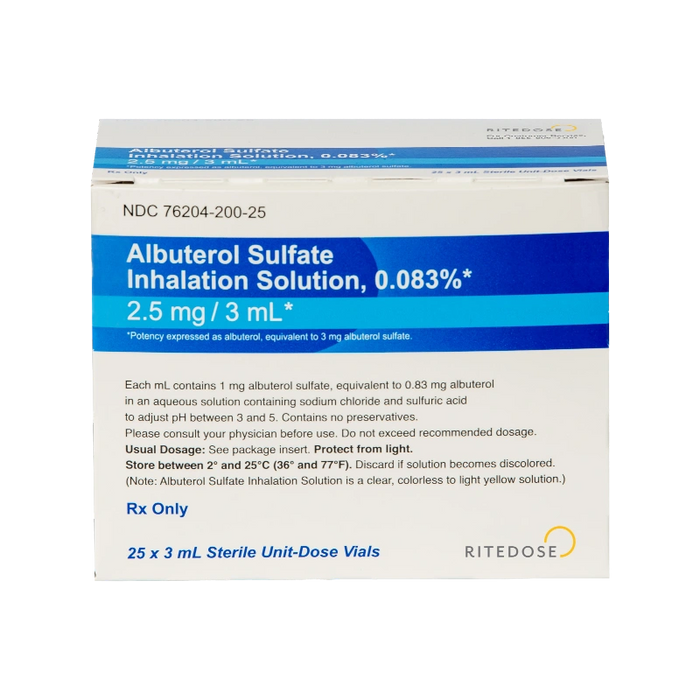 Albuterol 0.083% (Generic) Nebulizer Inhalation Solution, 2.5-mg/3-ml, 25 count
