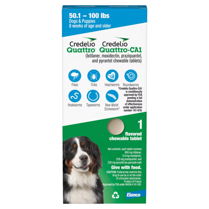 Credelio Quattro/Credelio Quattro-CA1 Chewable Tablets for Dogs