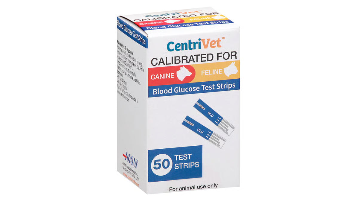 CentriVet Canine/Feline Blood Glucose Test Strips and Code Chip, 50 ct