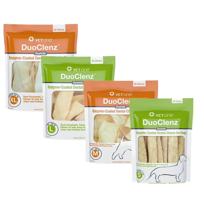 DuoClenz Rawhide Enzyme-Coated Dental Chews for Dogs (30 count)