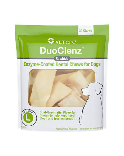 DuoClenz Rawhide Enzyme-Coated Dental Chews for Dogs (30 count)