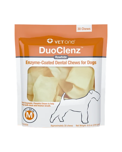 DuoClenz Rawhide Enzyme-Coated Dental Chews for Dogs (30 count)