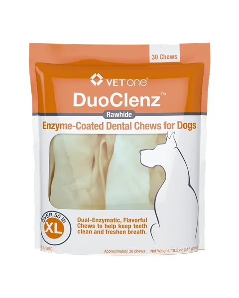 DuoClenz Rawhide Enzyme-Coated Dental Chews for Dogs (30 count)