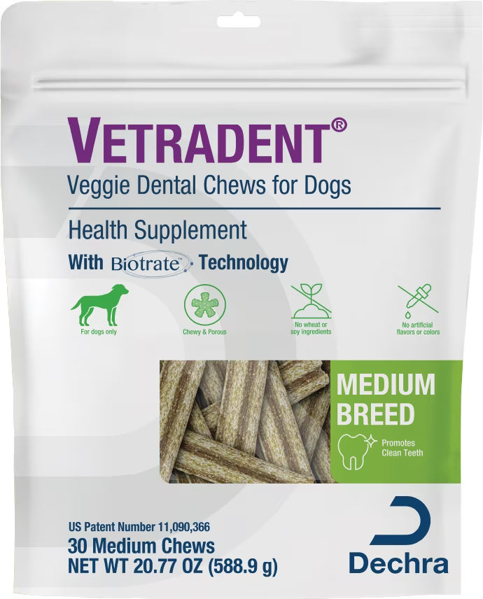 Vetradent Veggie Dental Chews for Dogs 30 Count