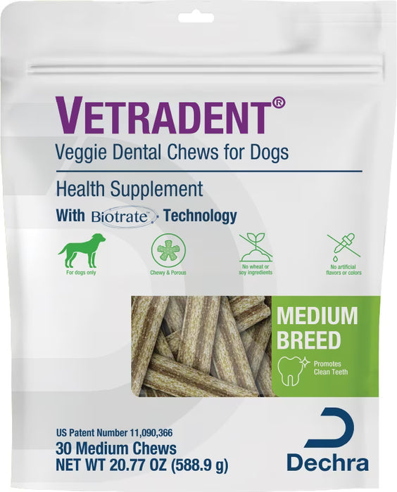 Vetradent Veggie Dental Chews for Dogs 30 Count