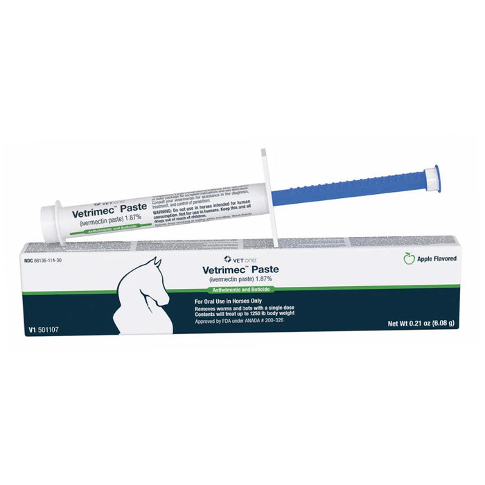 Vetrimec (Ivermectin) Paste 1.87%, Anthelmintic and Boticide, Apple Flavored, 0.21oz