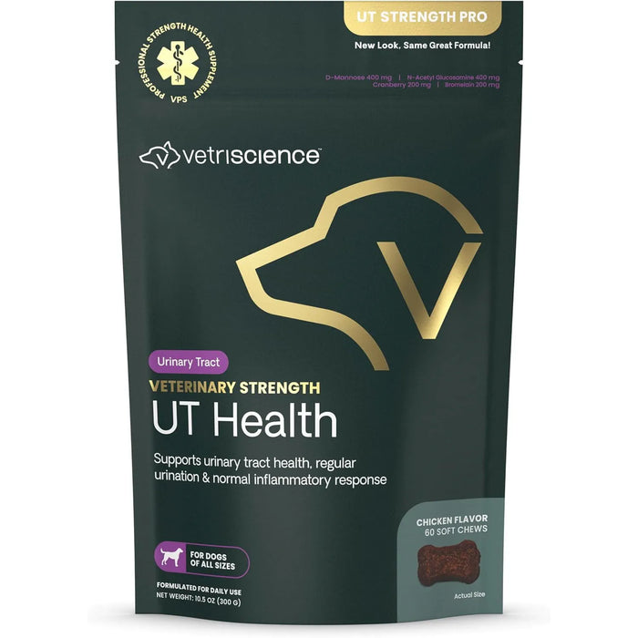 VetriScience Veterinary Strength UT Health Chicken Flavored Chews UT Strength Pro Bladder & Urinary Tract Supplement for Dogs, 60 count