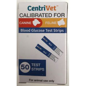 CentriVet Canine/Feline Blood Glucose Test Strips and Code Chip, 50 ct