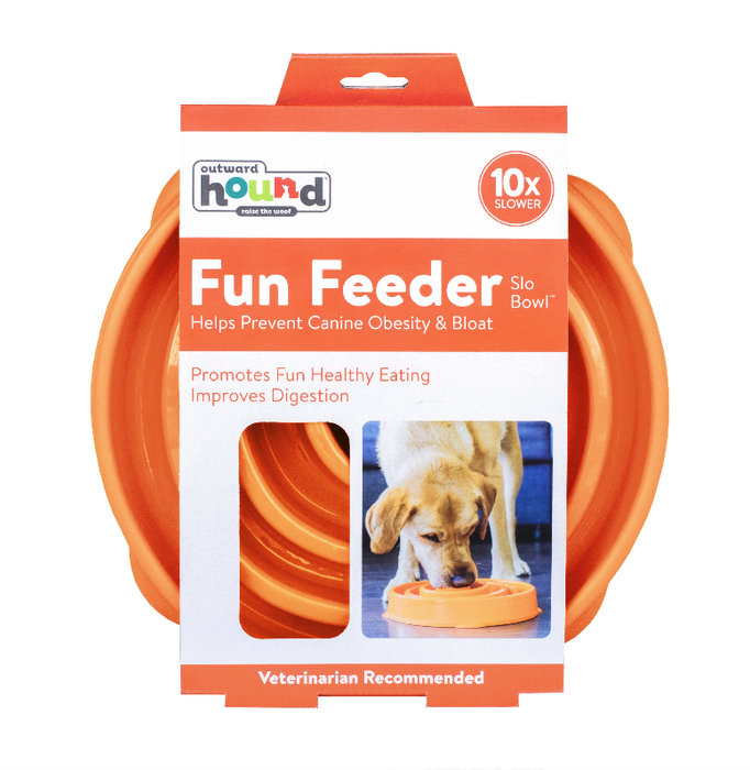 Outward Hound Fun Feeder Interactive Dog Bowl, Orange