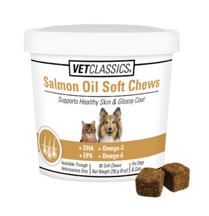 VetClassics Salmon Oil Omega Fatty Acids Soft Chews for Dogs & Cats